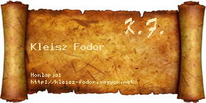 Kleisz Fodor névjegykártya